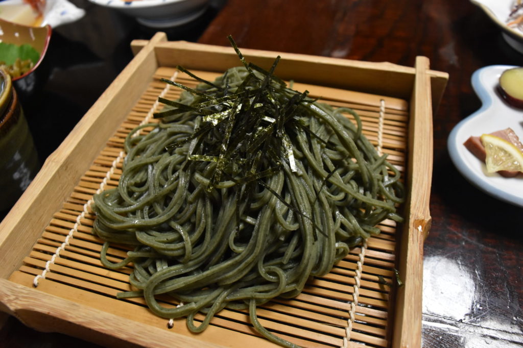食事ででたおそば。とくに、そば湯が味があってすごくおいしかった。