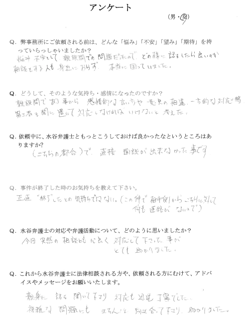 伊豆大島の法律相談のアンケート