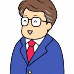 笑顔で話す弁護士水谷のイラスト