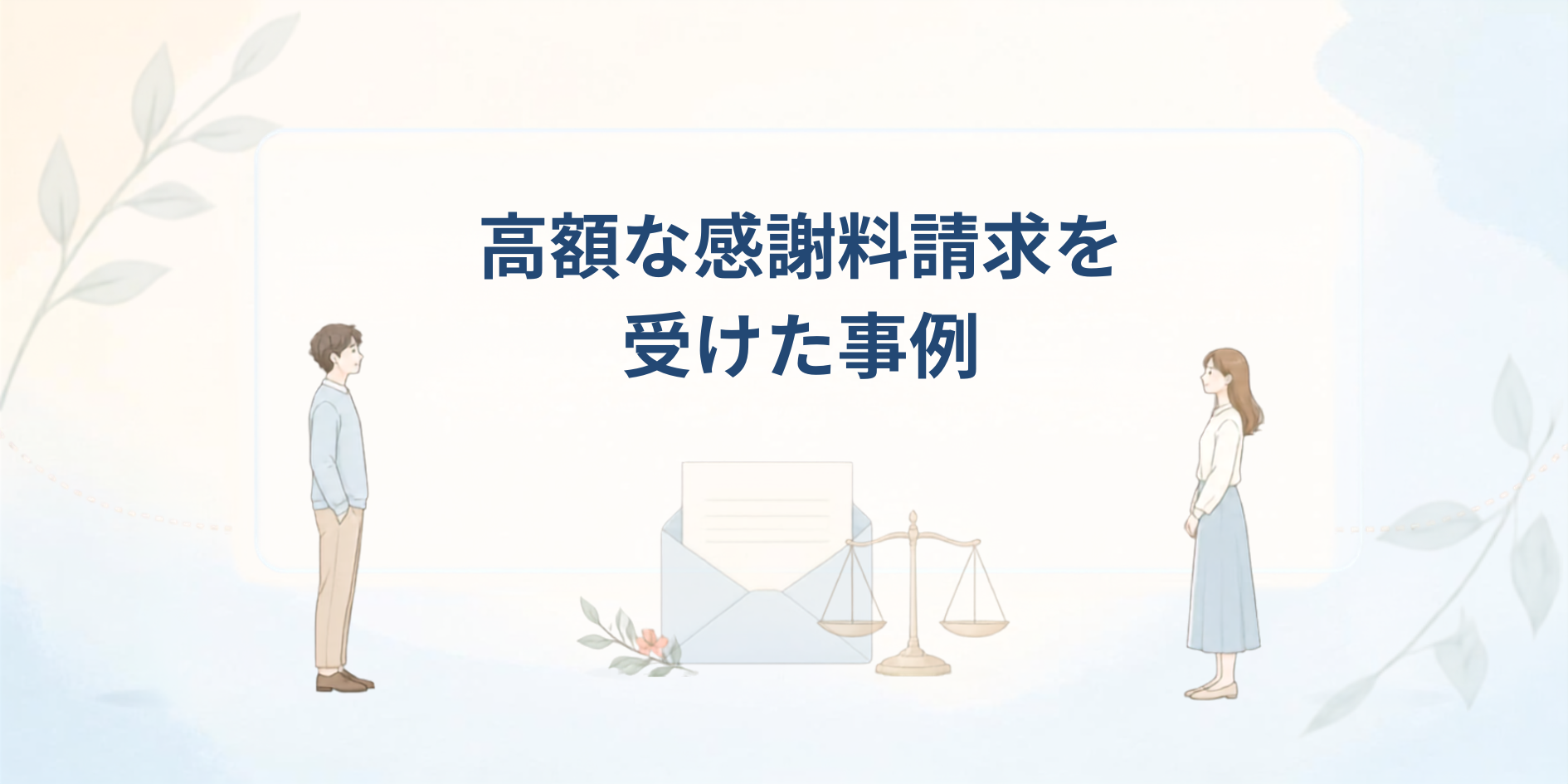 高額な慰謝料請求を受けた事例を表す、男女と天秤のイラスト